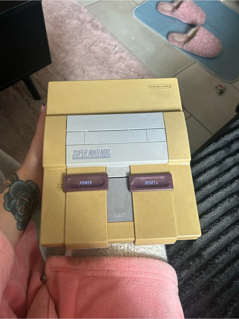 Nintendo Super Nintendo Console - Yellow Casing with Purple Buttons